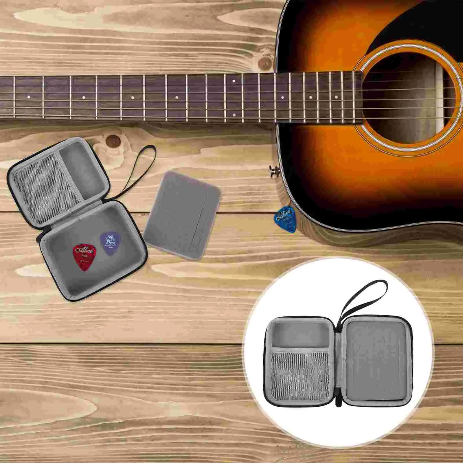

Guitar Pick Case Storage Organizer Optional Container Eva Instrument Accessory Plectrum Bag