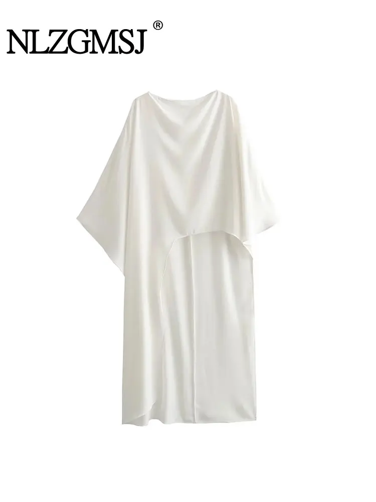 Женская свободная рубашка с длинным рукавом круглым вырезом