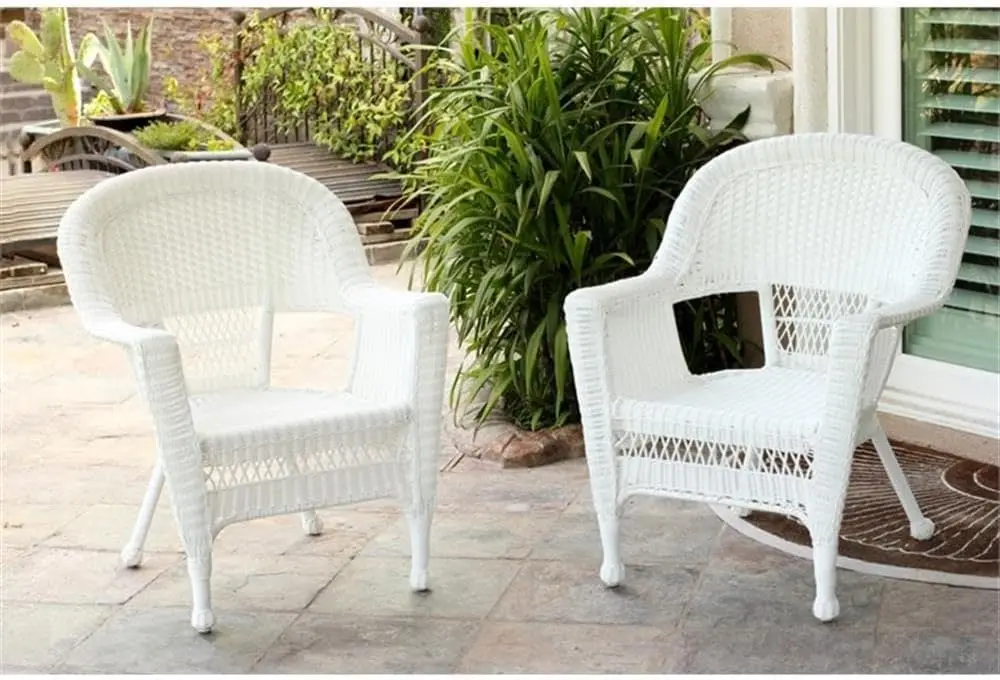 Плетеный стул с синей подушкой набор из 2 шт. белый/W00206-