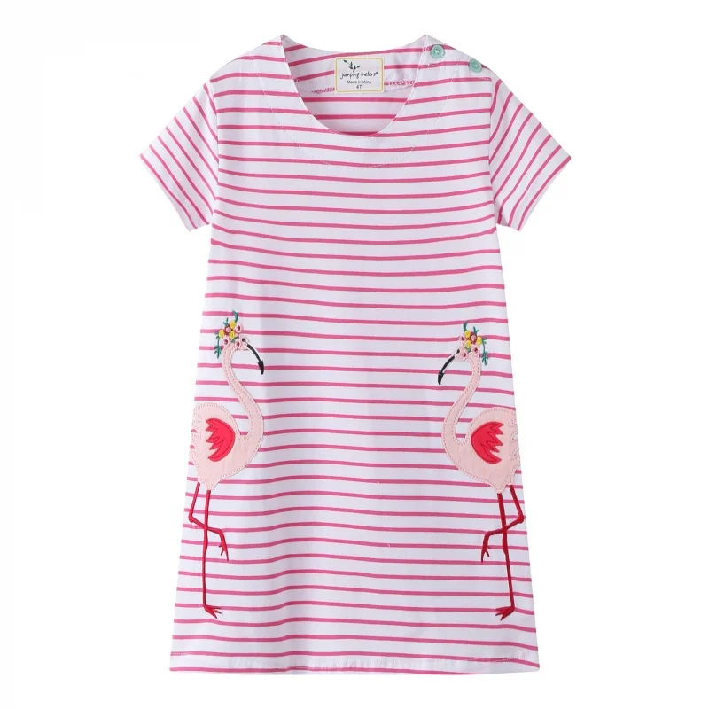 2022 Summer New Baby Girls Chlidren Kids Clothing Dress Flamingo Cartoon Printed Infants Toddlers Outfits 2 3 4 5 6 7 Years enlarge