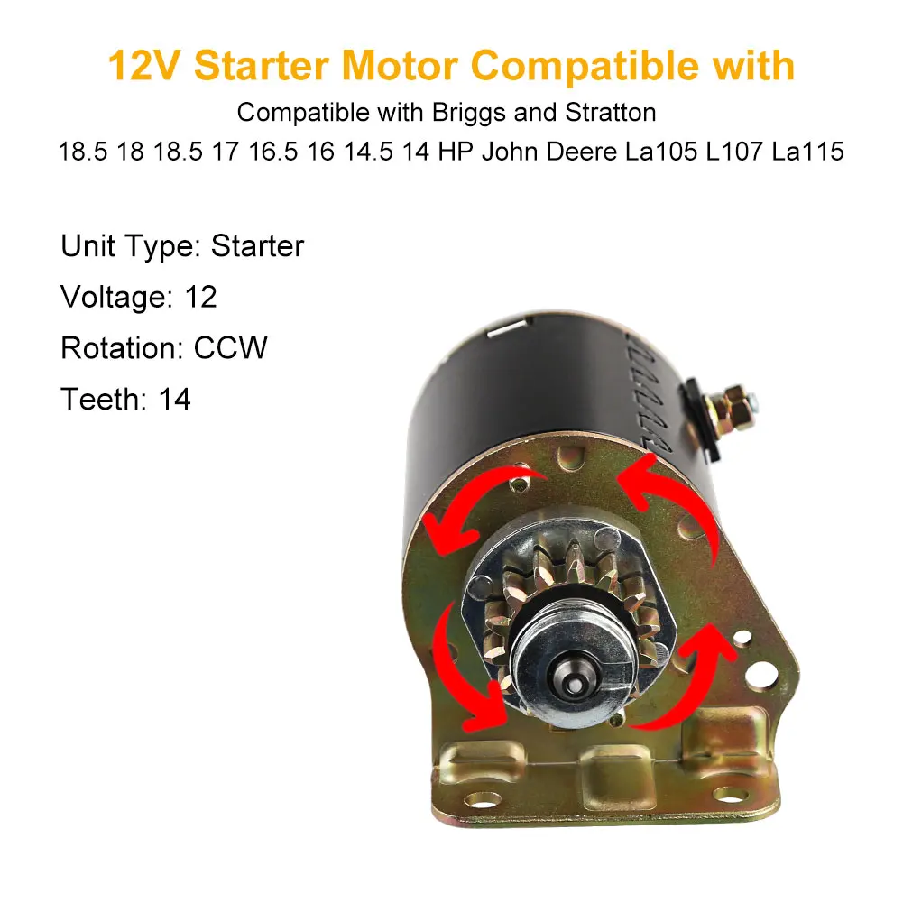 14 зубьев стартера двигателя 12 В для Briggs и Stratton 18 5 17 16 HP John Deere La105 L107 La115 Se501860 693551