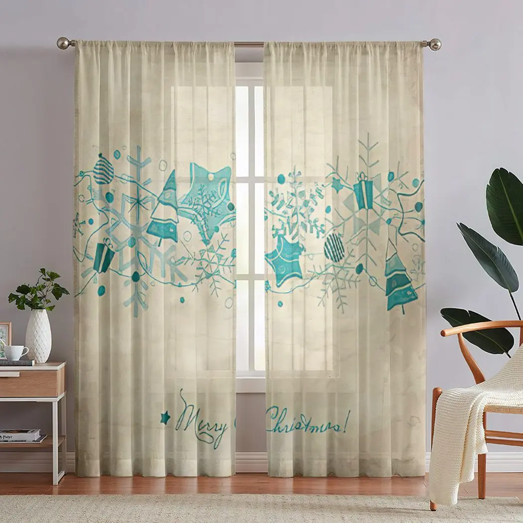 Рождественский шар снежинка полупрозрачные шторы винтажные рождественские