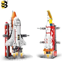 high tech space shuttle launch center lunar lander model building blocks spaceship rocket bricks set construction toys kid gifts