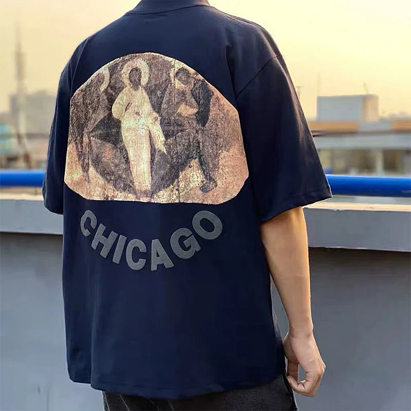 

Kanye God Foam Printing Tshirts for Men Streetwear Fashionbale Oversized Tops Tees Hip Hop Cotton Sleeve T Shirt for Women