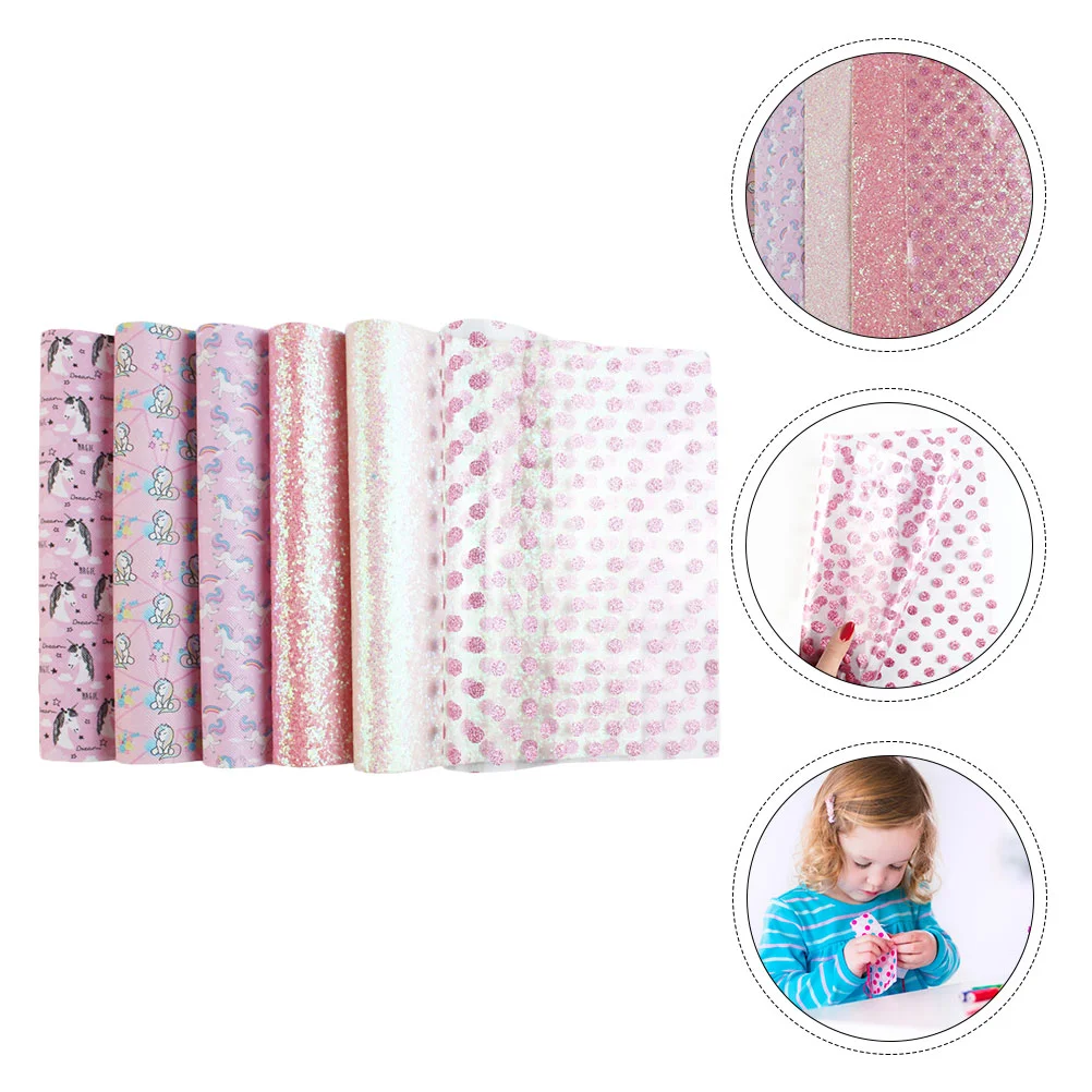 

6pcs Faxu Leather Sheets Fabric Printed PU Leather Sheets for Jewelry DIY Making