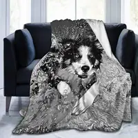 Border Collie Running In The Water Fleece Throw Blanket, Fuzzy Warm Throw Blanket for Bed Sofa Couch House Warm Decor Gifts Idea