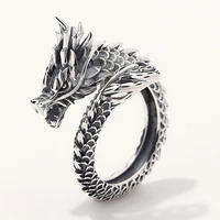 vintage silver color dragon shape rings for men womens opening adjustable animal ring punk party jewelry accessories