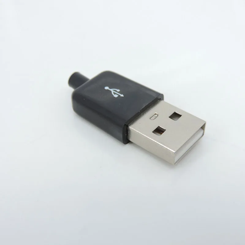 

10 шт. 4-контактный разъем USB 2.0 типа A «папа» «сделай сам» с черно-белой пластиковой крышкой USB Type-A для пайки для ремонта «сделай сам»