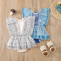 0 24m newborn baby girls jumpsuit cute floral print patchwork tulle ruffle sleeveless snap crotch dress toddler infant bodysuit