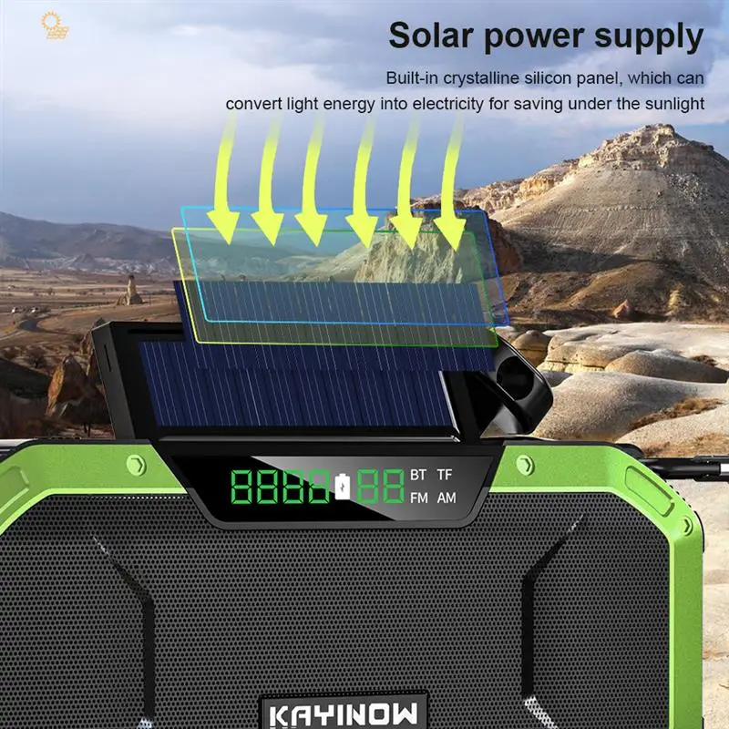 

Ручной Кривошип радио FM/AM мощный генератор солнечной энергии зарядное устройство для телефона Пешие прогулки аварийный USB фонарик IPX5 Водон...
