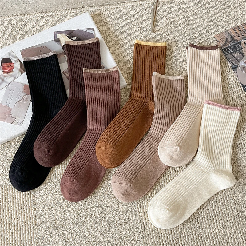 

Women's Socks High Quality Breathable Casual Autumn Winter Warm Socks For Girls Colorful Striped Crew Socks Female Kawaii Fresh