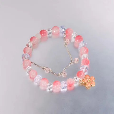 Розовый браслет Belleper с бусинами и цветами