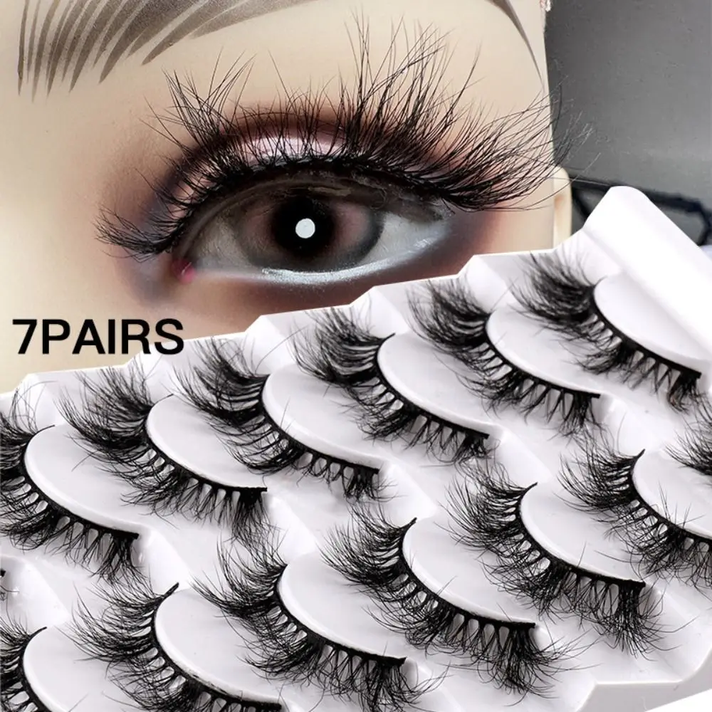 

7Pairs Thick Black Lashes Natural False Eyelashes Lashes Wispy Long Makeup Faux 3d Mink Lashes Dramatic Volume Eyelash Extension
