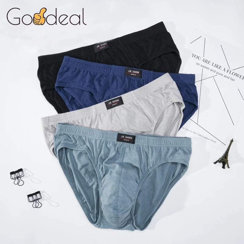 4pcs/Lot Goodeal 100% Cotton Briefs Mens Comfortable Underpants Man Underwear Pants Breathable Male Panties Plue Size XL-5XL