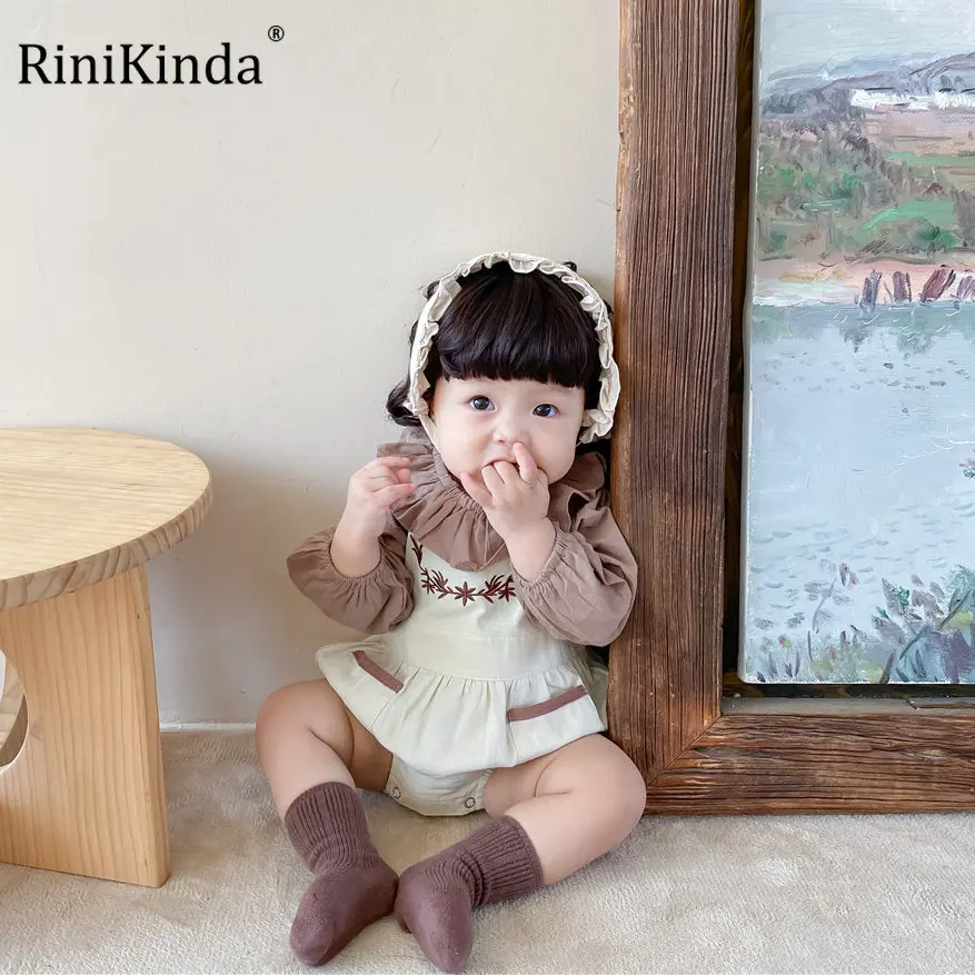 

Baby Sets for Girls Spring Summer Infant Long Sleeve Embroidery Blouse+Rompers Newborn Suits Kids Children Costumes