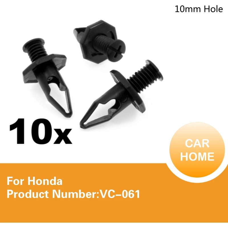 

10x For Honda Plastic Trim Clips 10mm Hole, Octagonal Head, Bumper Clips- Accord