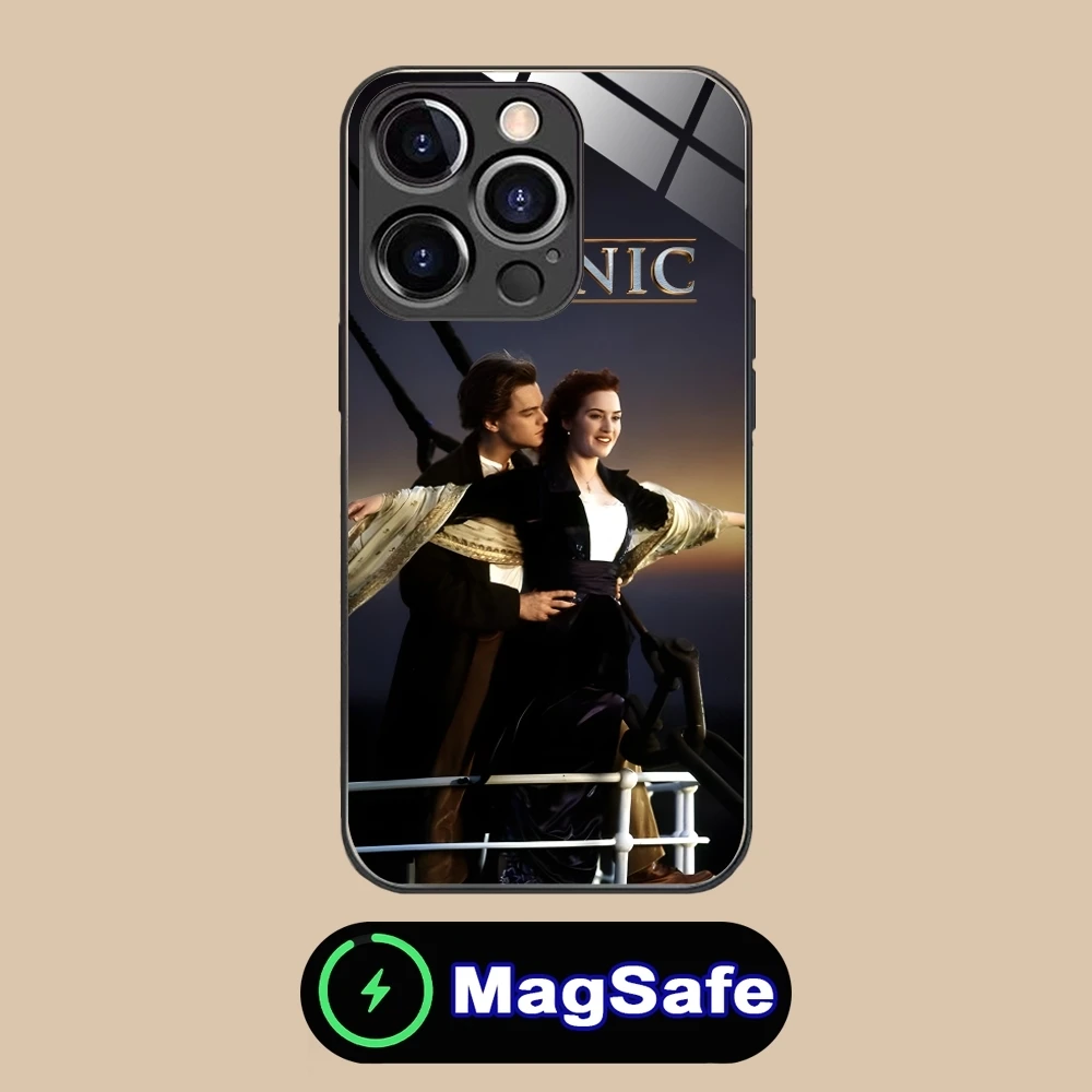 Luxury Titanic Mobile Smart Cell Phone Case for iPhone 16 15 14 13 12 11 Pro Max Plus Mini MagSafe Wireless Charging Glass Cover