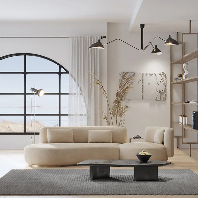 

High quality Nordic modern luxury simple curved sofa Italian minimalist small family living room net red combination sofa