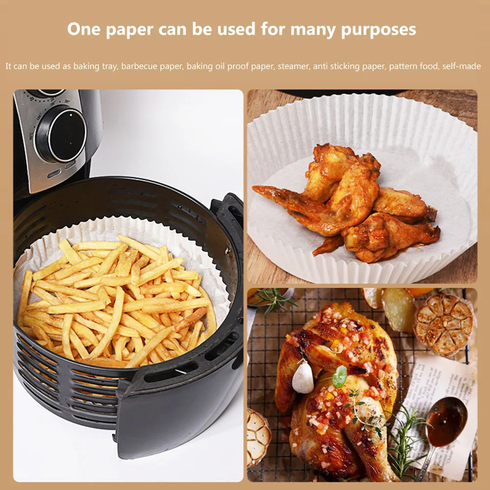 

30/50pcs Air Fryer Paper Liner Disposable Mat Wood Pulp Steamer Paper for Kitchen Air Fryers Steaming Household Supplies