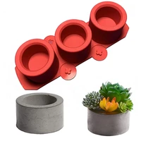 3 holes round geometric polygonal concrete flower pot vase mold cactus cement molds silicone diy aromatherapy candle decoration