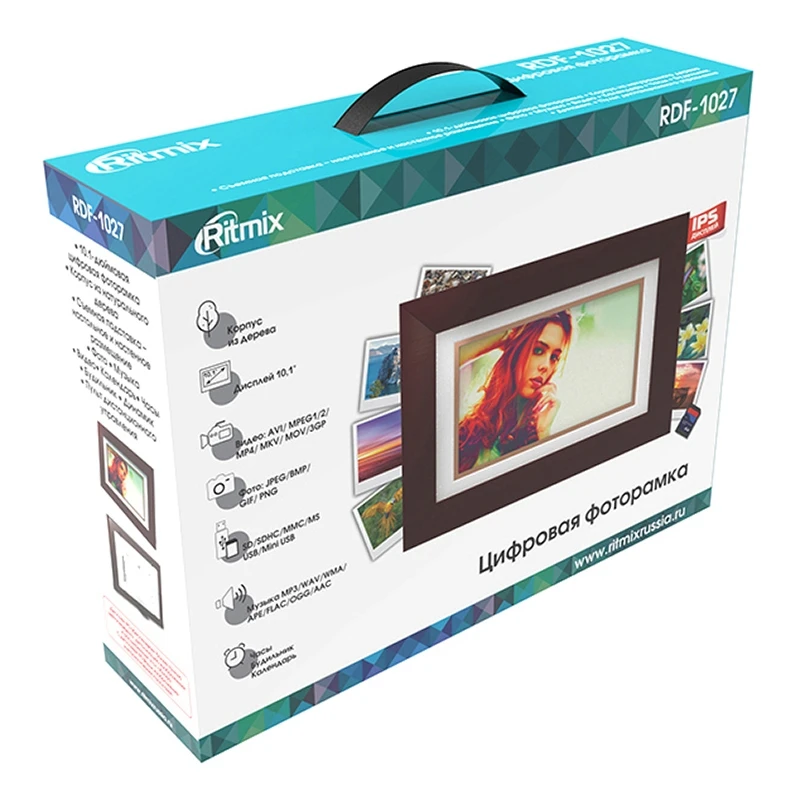 Фоторамка RITMIX RDF-1027 (диагональ 10.1 дюйма слайд-шоу внешняя память визуальные