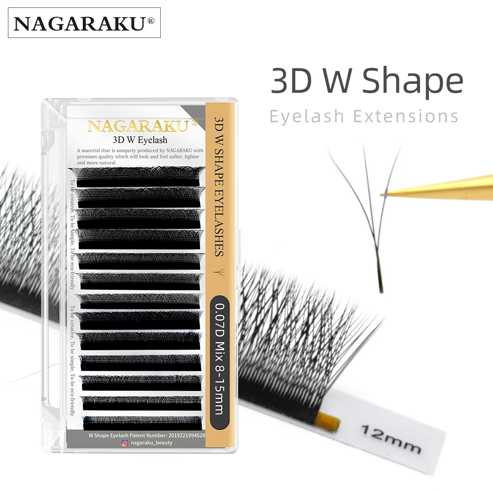 

NAGARAKU W Volume Shape Bloom 3D Premade Fans Automatic Flower Natural Soft Light Individual Lashes Full Dense Faux Mink Cluster