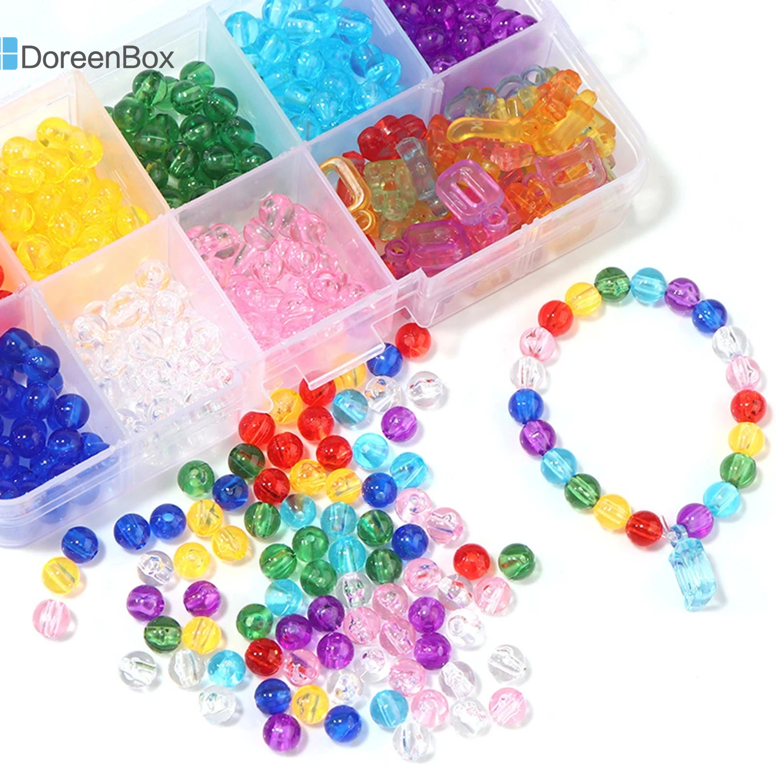 

Acrylic Beads Pendants Jewelry Accessories Multicolor Round Letter Pendant Set Findings Children DIY Handmade Box 13cmx 6.5cm