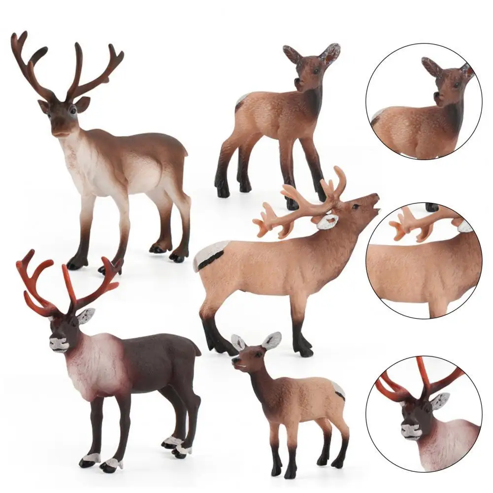 

Creative Home Decoration Newfoundland Male Reindeer Figurine Miniature Animal Educational Toy Realistic Appearance