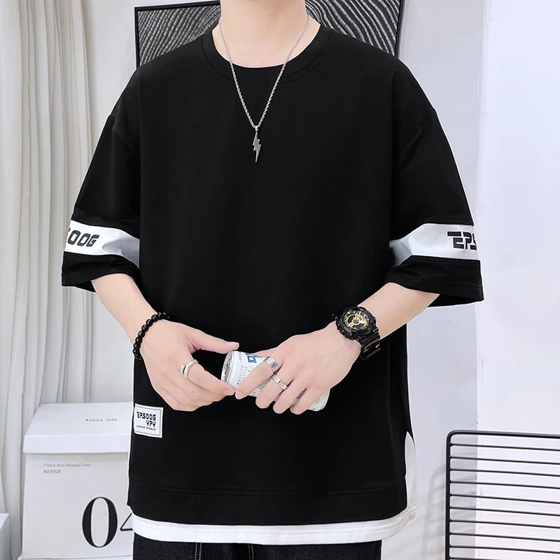 

2023 Summer New Hip Hop Loose Streetwear T-shirts White Solid T Shirt Men Causal O-neck Basic T-shirt Male Classical Tops 5XL