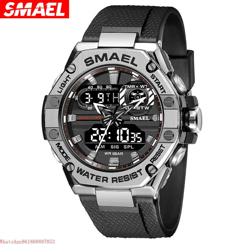 

SMAEL Sport Watch for Man Dual Time Watch for Men Led Light Watch Alarm 8066 Fashion Sport Watches Military S Shiock Wristwatch