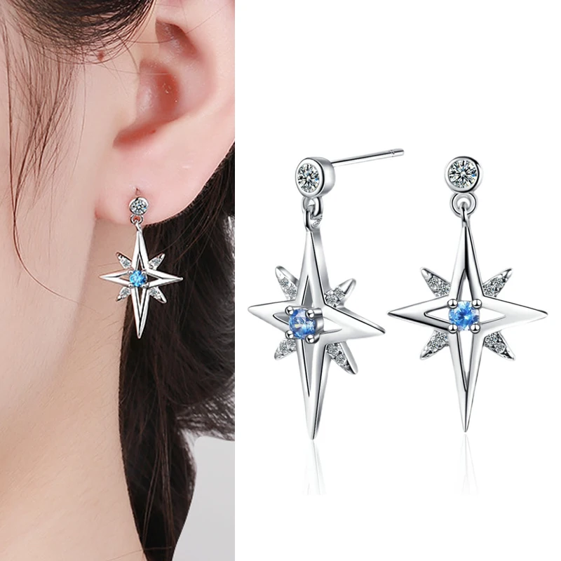 

New Zircon Crystal Hexagram Star Hoop Earring for Women Girls Wedding Party Elegant Fashion Jewelry