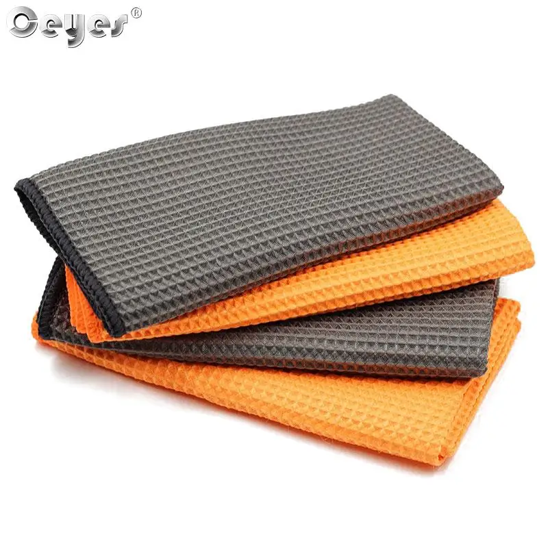 

2PC Car Wash Towel Glass Cleaning Water Drying Microfiber Window Clean Wipe Auto Detailing Waffle Weave for Kitchen Bath 40*40cm