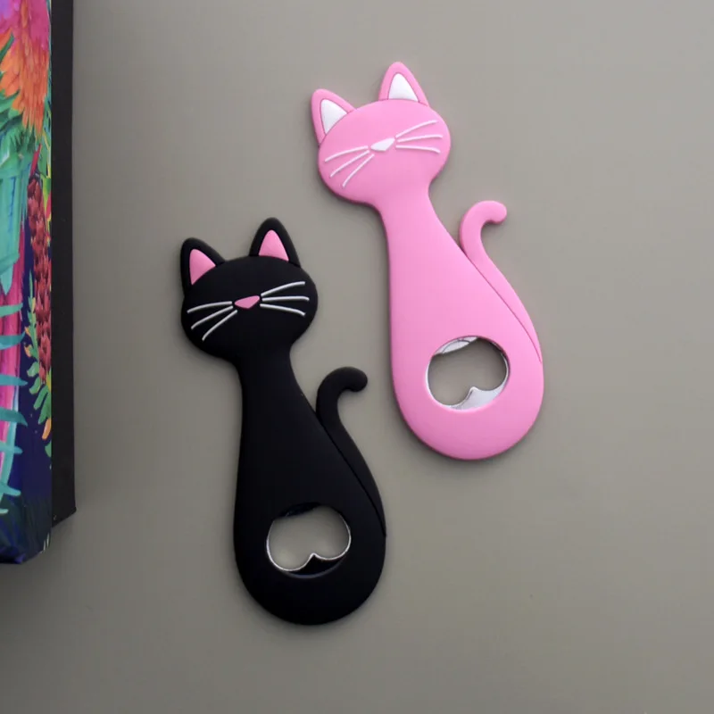 

Beverage Opener Cartoon Cat Beer Opener Personality Bar Mini Home Refrigerator Magnet Soft Decoration Summer Bar Kitchen Gadgets