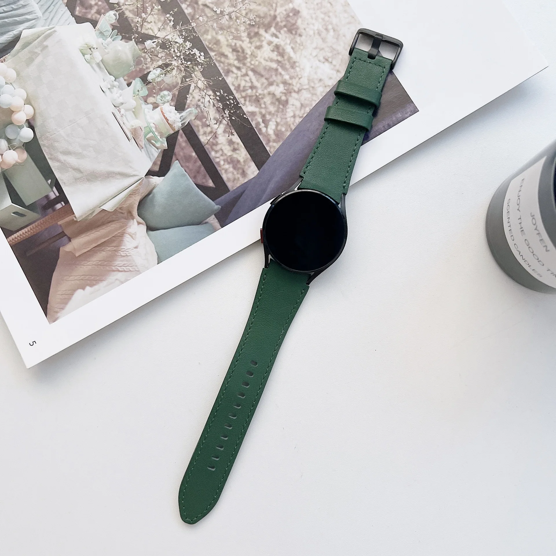 

Ремешок кожаный для Samsung Galaxy Watch 4 classic, браслет без зазоров для смарт-часов 46 мм 42 мм 44 мм 40 мм