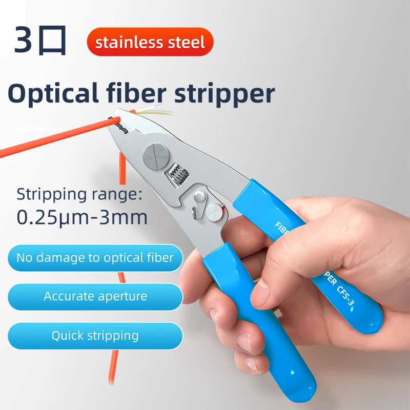 Burboro Fiber Optic Tool Kit ML 03/02 Three/Two-port Stainless Steel Fiber Stripper Leather Wire Stripper FTTH Fiber Stripper