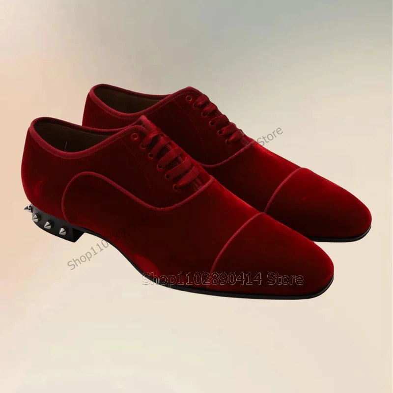 Красные вельветовые украшения с заклепками мужская обувь на бретельках модные