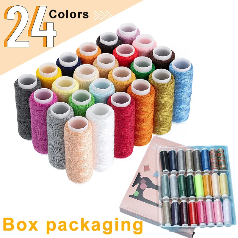 24 шт., швейные нитки, 120 ярдов на катушку, Полиэстеровые нитки, стеганая нить, ручная строчка ниток для шитья, нитки для вышивания «сделай сам»