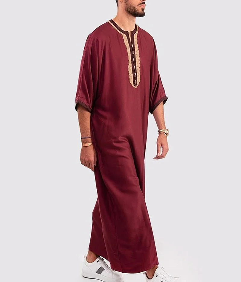 

Muslim Fashion Arab Ethnic Style Loose Casual Men Robe Simple 2022 Abaya Saudi Kaftan Dubai Islamic Clothing De Moda Musulmana