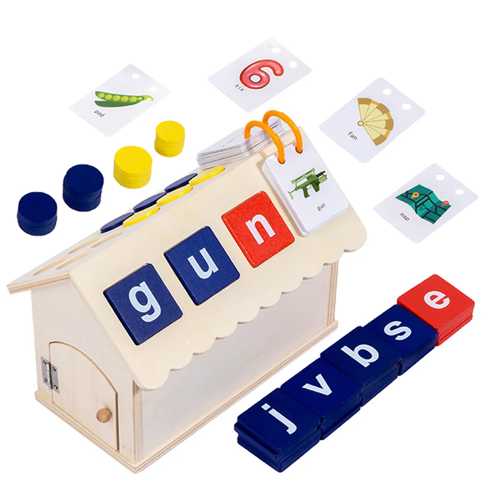 

Word Spelling Toy English Words Blocks Children Educational Number Matching Letter Game Learning Wood