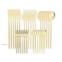 30pcs mirror gold cutlery set knife fork tea spoon 304 stainless steel dinnerware complete tableware dishes full dinner set