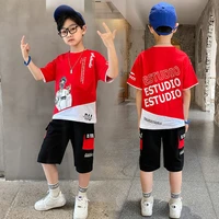 boy clothes sets cartoon letter casual t shirt shorts 2pcs outfits teens boys clothes suit young children 3 6 8 10 11 12 year