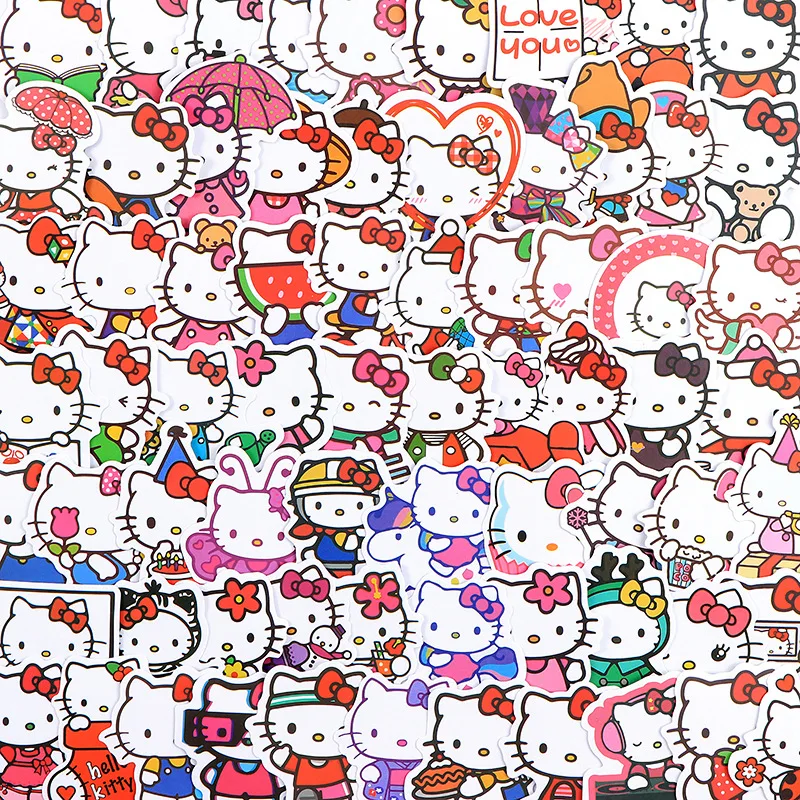 50 100 шт./пакет Sanrio наклейка на сумку Hello KT мультфильм мобильный багажный шлем