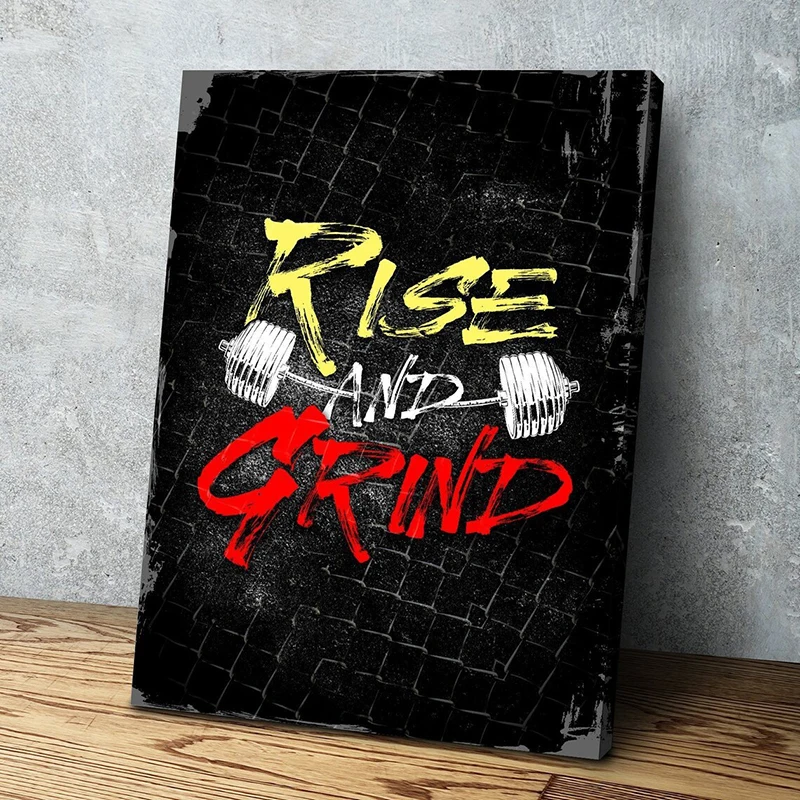 

Rise and Grind Inspirational Poster Canvas Print,Motivational Picture Canvas Painting Room Decoration Wall Art Gym Home Decor