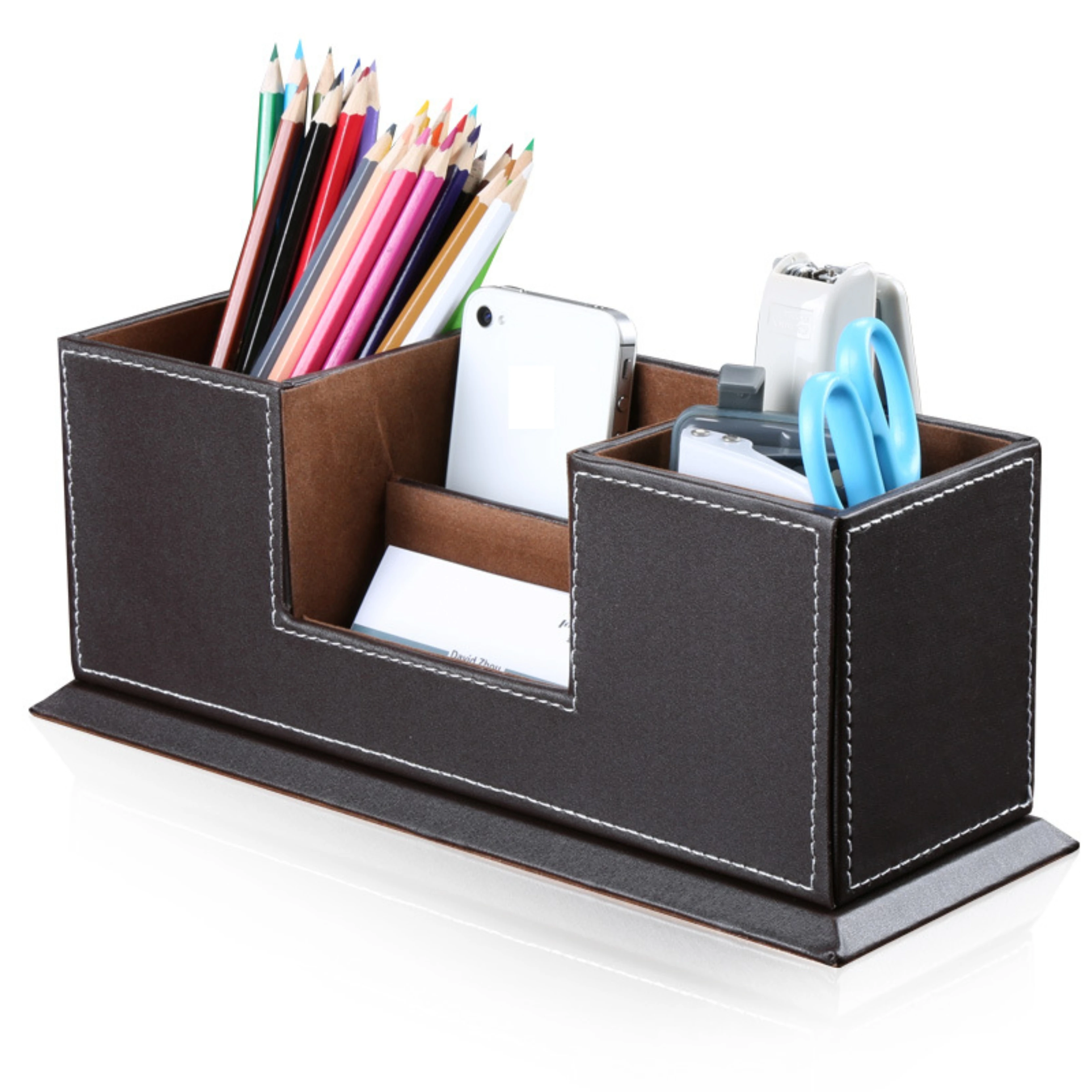 Office supplies stationery leather double pen container multifunctional desktop container container