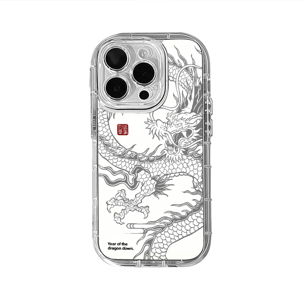 Роскошный силиконовый противоударный чехол-зеркало «Дракон» для iPhone 17, 16, 15, 13, 12, 11, 14 Pro Max, X, XS, XR, 7, 8, 15, 16 Plus, 17 Air (art.: 3920dc6dcbdc8) - 3920dc6dcbdc8