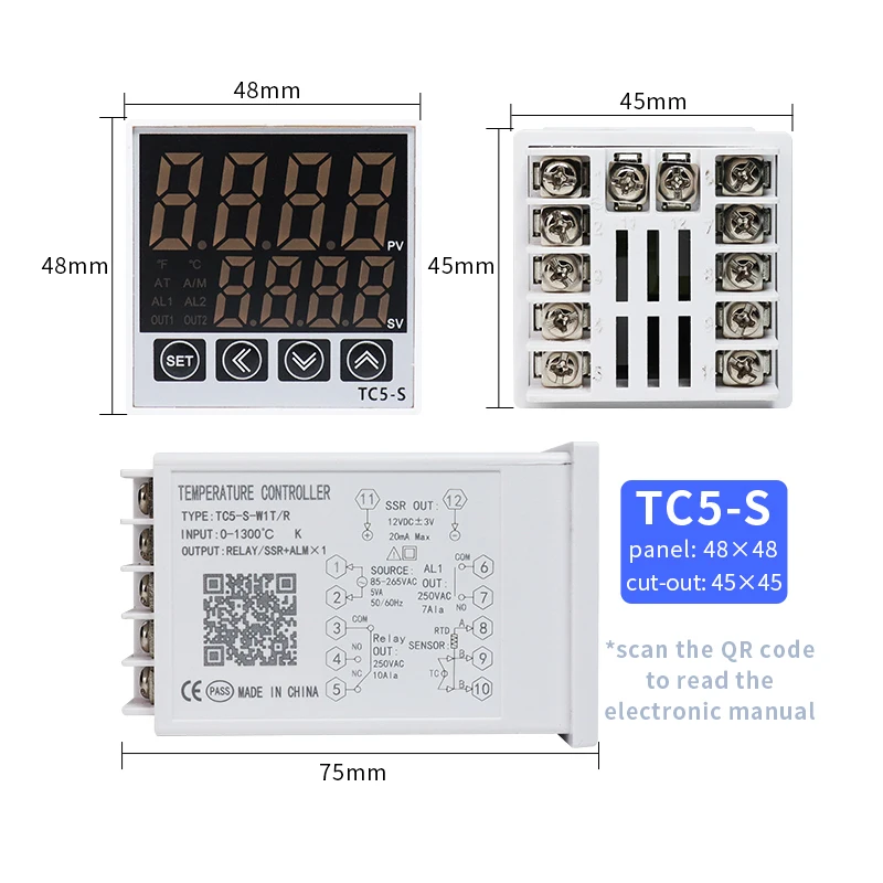 

Термостат переменного тока 220 В TC5S TC5H TC5L TC5M RTD TC Универсальный вход SSR Реле с двойным выходом ПИД-регулятор температуры с трансформатором