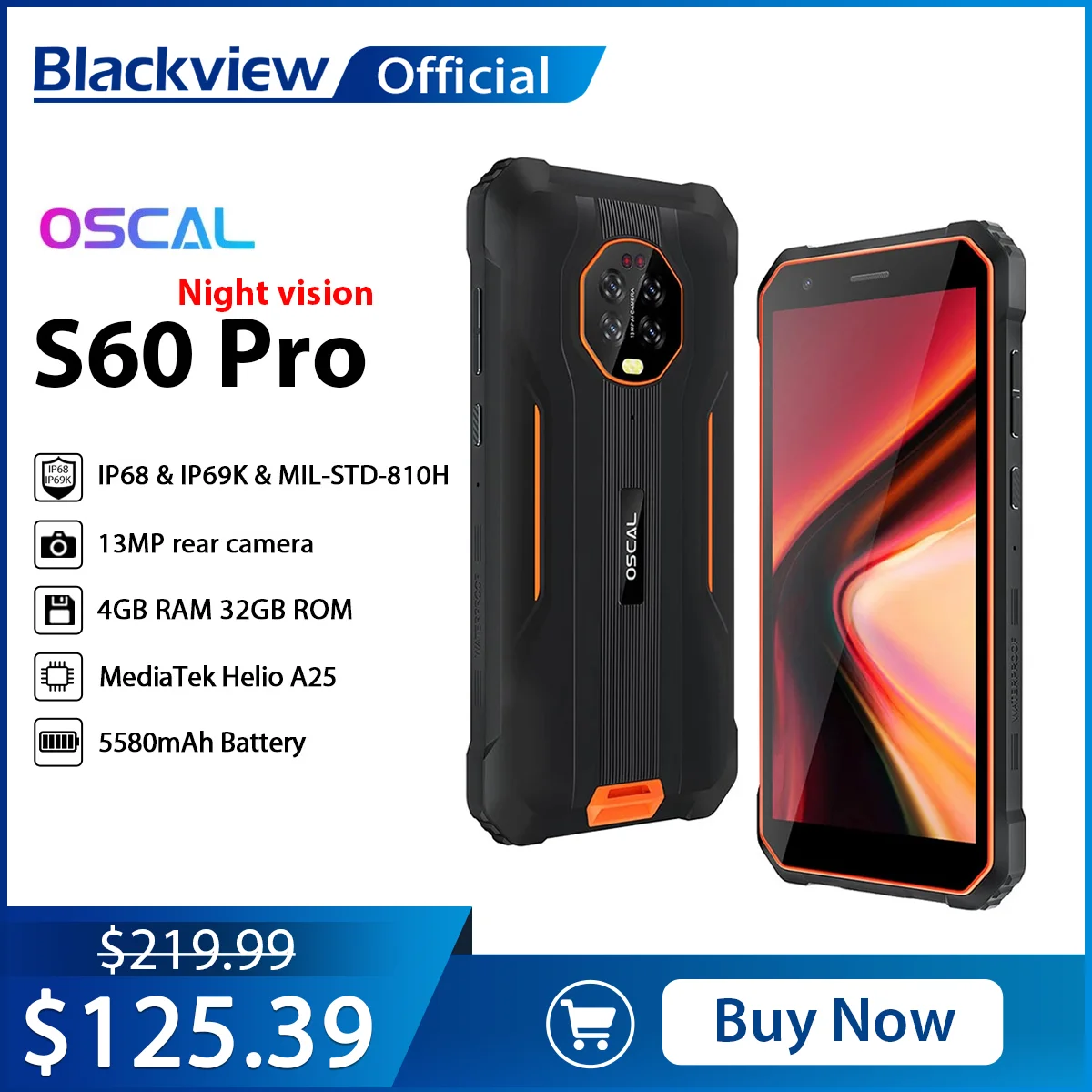 Blackview Oscal S60 Pro Smartphone Night Vision IP68 Waterproof Rugged 5.7