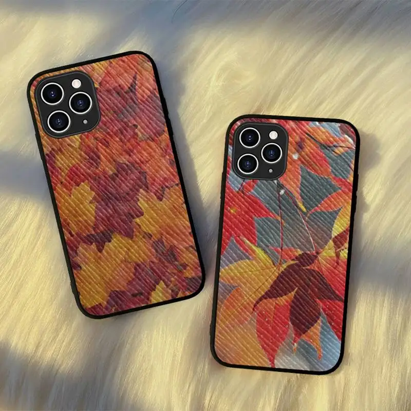 

Autumn leaves Phone Case Hard Leather Case for iPhone 11 12 13 Mini Pro Max 8 7 Plus SE 2020 X XR XS Coque