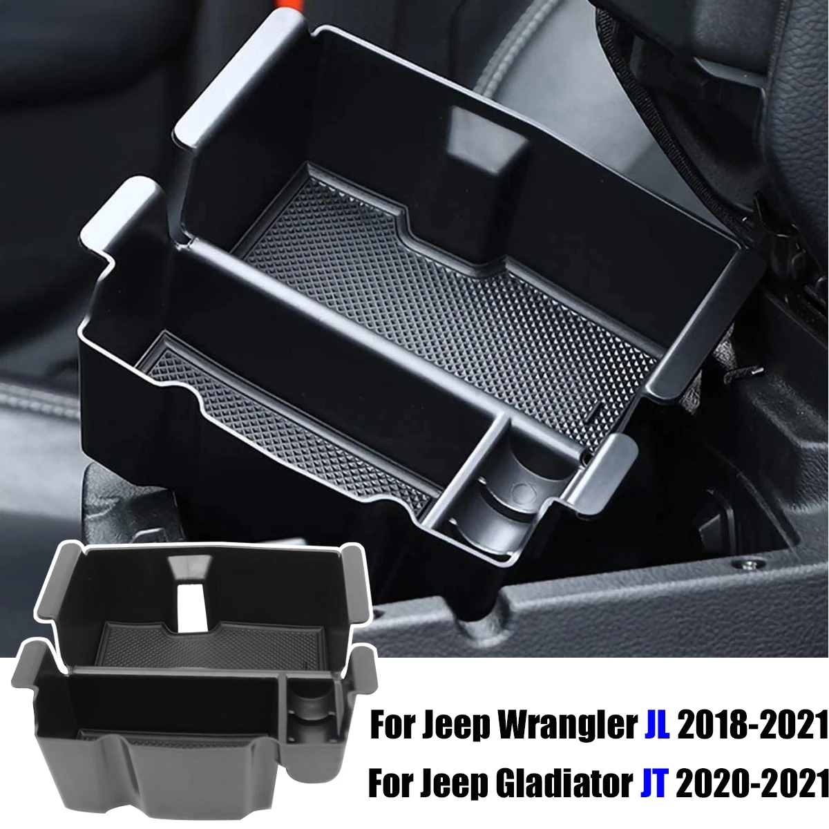 

For Jeep Wrangler JL JLU Gladiator JT Center Console Organizer Armrest Storage Box Pallet Container Holder Tray Car 2018-2021