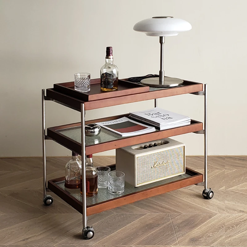 Скандинавский мобильный Маленький журнальный столик из массива дерева мебель